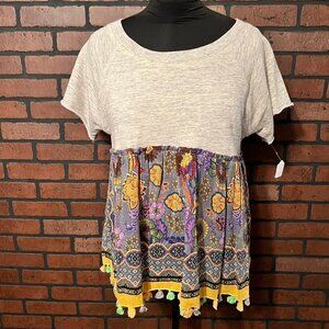 NWT ivy jane boho chic top mixed material.  Size S/M.